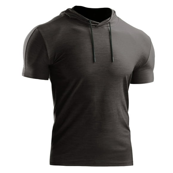 Ediodpoh Men's Summer Plus Plus Size Loose Sport Hooded Half Sleeved Hoodie Men's Fashion Hoodies & Sweatshirts Grey L