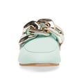 thumbnail image 3 of FSJ Women Classic Closed Round Toe Mules Chains Low Heeled Loafer Slides Comfortable Slip on Casual Walking Flats Size 15 Aquamarine, 3 of 5