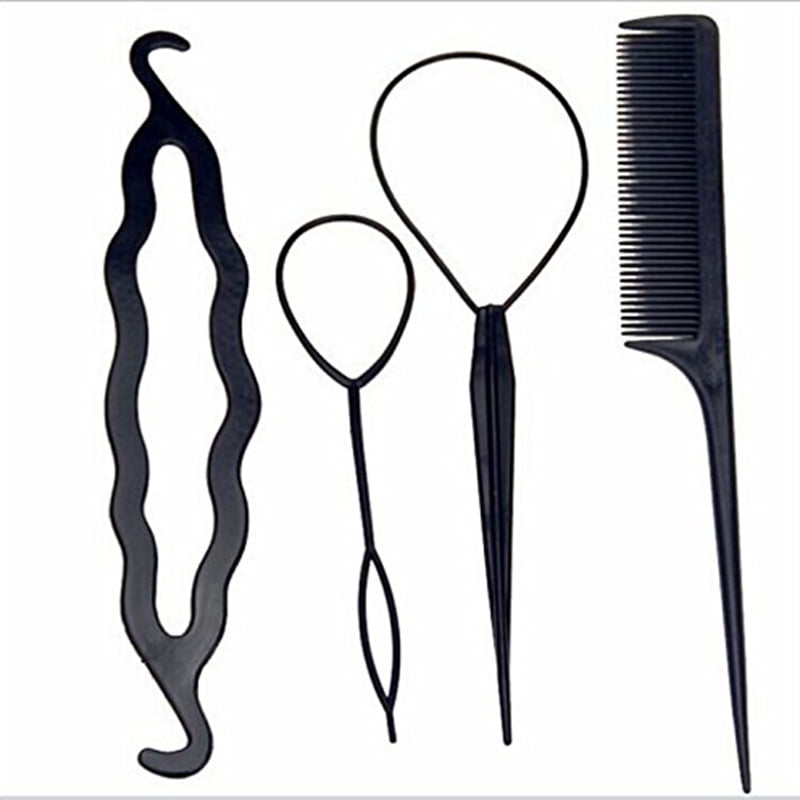 4pcs/set 3 Kinds Magic Hair Styling Accessories Set Braiders Hair Pin Bun Roller Maker Hair Braiding Twist Curler Styling Tool