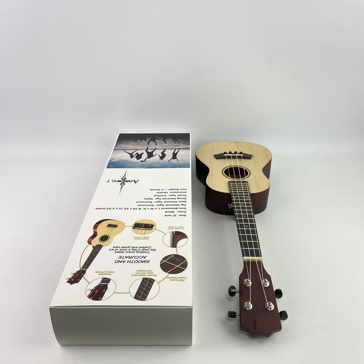 AOSEN G.T Ukeleles - 21 Inch w/String Mahogany Soprano Ukulele