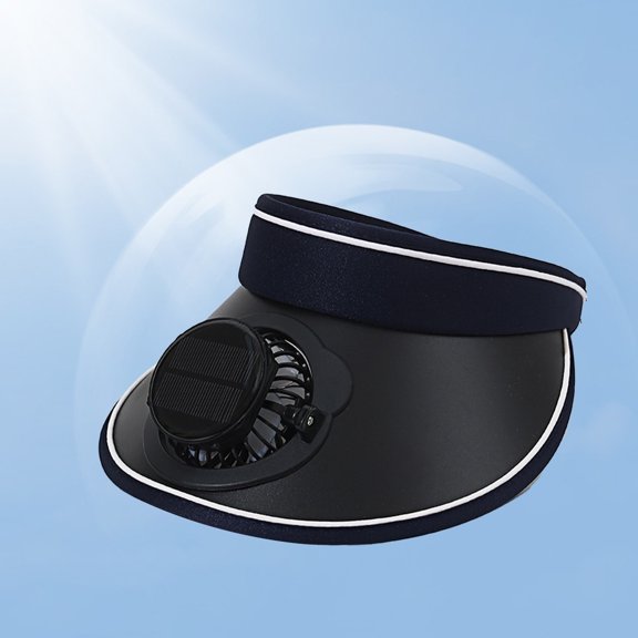 FEOLGEHLY Solar UPF Fan Cap, Solar Powered Sun Hats for Women Men, with Adjustable Headband and Lightweight Breathable Material, for Outdoor Activities Hiking, Camping, Navy
