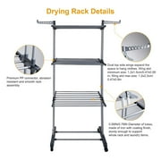 Clothes Drying Rack, 4 Tier Outdoor Laundry Drying Rack, Laundry Drying Rack with Foldable Wings Indoor, Gray