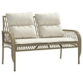 thumbnail image 2 of vidaXL 4 Piece Garden Sofa Set with Cushions Beige Poly Rattan, 2 of 5