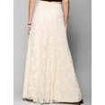 thumbnail image 4 of Women Elegant Solid Hollow Floral Lace Smocked High Waist Flowy A Line Swing Maxi Long Skirt Cream White XXXL, 4 of 5