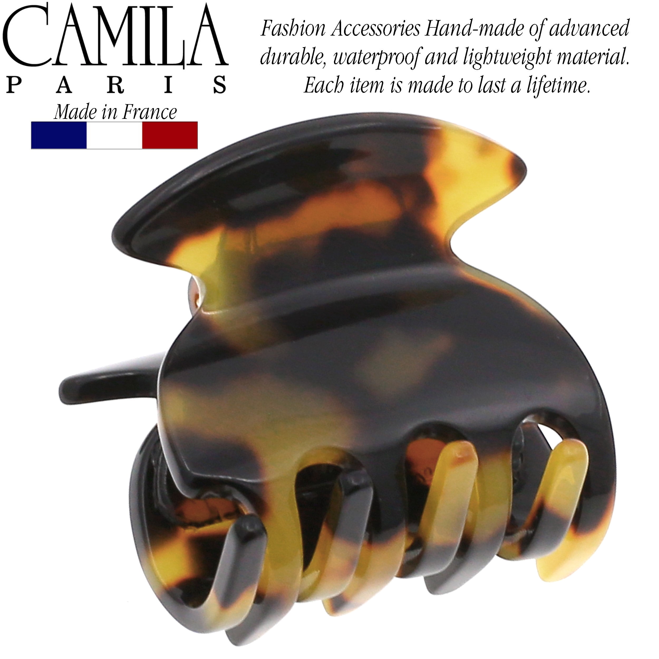 Camila Paris CP3158 French Hair Clip for Women, Handmade, White, Small Girls Hair Claw Clips Jaw, Durable Styling Hair Accessories for Women, Strong Hold No Slip Grip, Made in France