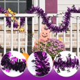 thumbnail image 4 of 80 Inch Halloween Garland Halloween Decor Purple Black Tinsel Decoration with Bat Accents for Indoor Outdoor Home Tree Halloween Party 1 Pack, 4 of 4