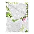 thumbnail image 2 of Green Flower Soft Flannel Fleece Blanket, Blossoming Abstract Elements Swirls Springtime Foliage Illustration, Cozy Plush for Indoor and Outdoor Use, 70" x 90", Lime Green Pink Red, by Ambesonne, 2 of 5