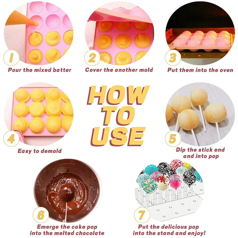 Ihvewuo Cake Pop Maker Kit Silicone Cake Pop Moulds 15-Hole