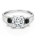 thumbnail image 2 of Gem Stone King 10K White Gold White Moissanite and Black Onyx 3 Stone Engagement Ring for Women (1.96 Cttw, Cushion 7MM, Gemstone Birthstone, Size 7.5), 2 of 5