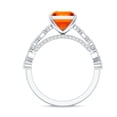 thumbnail image 2 of Solitaire Lab Grown Orange Sapphire Ring with Moissanite - 2 Carat Princess Cut Sapphire Ring, 10K White Gold, US 13.00, 2 of 8