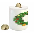 thumbnail image 2 of Christmas Piggy Bank, Wreath Evergreen with Candy Cane Stockings Mistletoe Berries on Door, Ceramic Coin Bank Money Box for Cash Saving, 3.6" X 3.2", Green White, by Ambesonne, 2 of 4