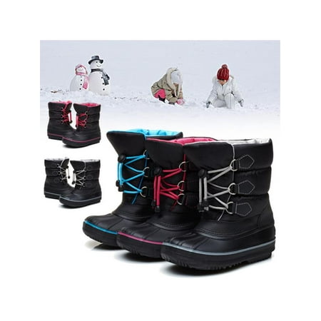 Meigar Winter Boys Girls Children Outdoor Warm Snow Boots Waterproof Mid-Calf