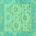 thumbnail image 1 of Ahgly Company Machine Washable Indoor Square Abstract Turquoise Blue Modern Area Rugs, 8' Square, 1 of 4