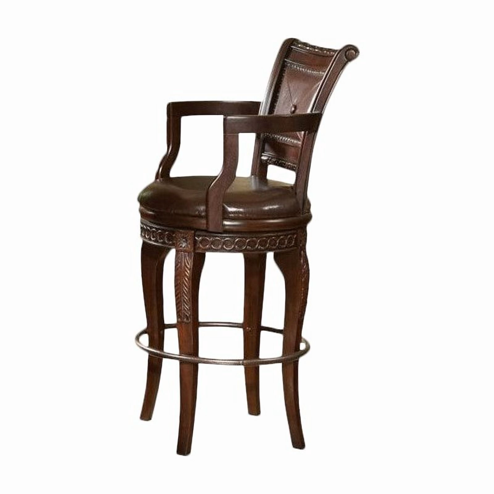 Steve Silver Antoinette Set of 2 Wood Upholstered Swivel 30" Height Bar Stools, Cherry