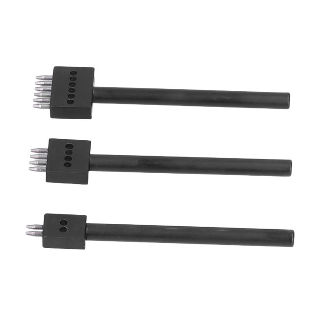 3Pcs Prong Punch Tool Set Various Sizes Professional Design Anti Rust High Hardness DIY Leather Row for Belts Exquisite Craftsmanship Smoother Handle Excellent Material