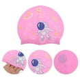 thumbnail image 3 of Unique Bargains 1 Pc Silicone Cartoon Astronauts Swim Cap Pink, 3 of 6