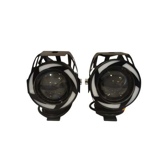 Par Faros Auxiliares U7 Iron Led Moto Exploradoras Lupa Proyector Luz Led Blanca Ojo Angel Multicolor