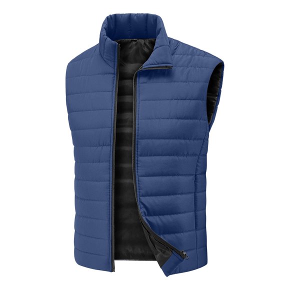 zfhfof Mens Puffer Vest Quilted Outerwear Winter Warm Down Vests Lightweight Casual Stadn Collar Sleeveless Padded Jacket with Zip Pockets