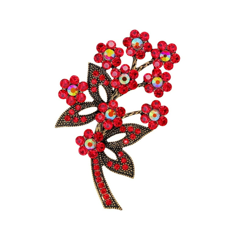 Brooches for Women Vintage Rhinestone Flower Leaf Corsage Personality  Creative Brooch Suit Dress Pin Brooches in Jewelry