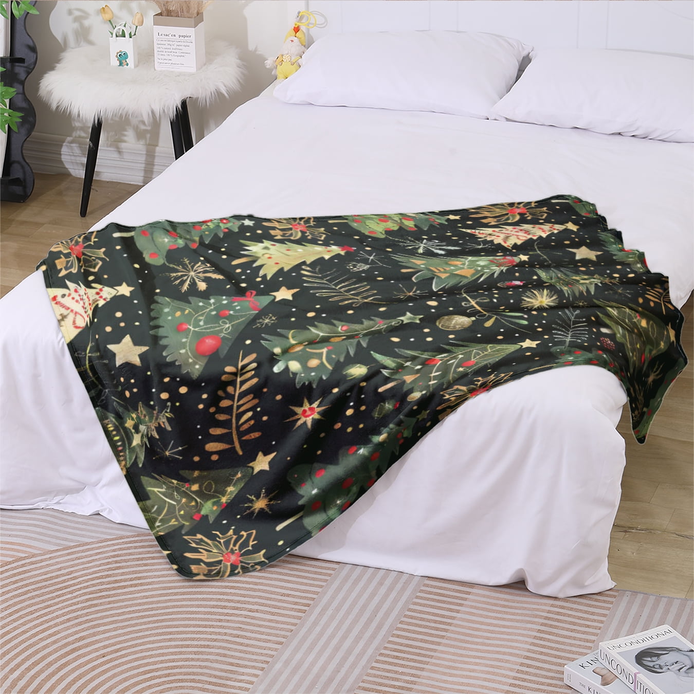 YELEE Thorw Blanket Unique Gifts for Christmas Green Xmas Tree Soft Cozy Blanket Meaningful Present for Christmas Family Party 50"x60"