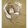 thumbnail image 2 of Toulouse-Lautrec, Henri 12x13 Gold Ornate Wood Framed with Double Matting Museum Art Print Titled - Woman Sleeping on the Back, 2 of 4