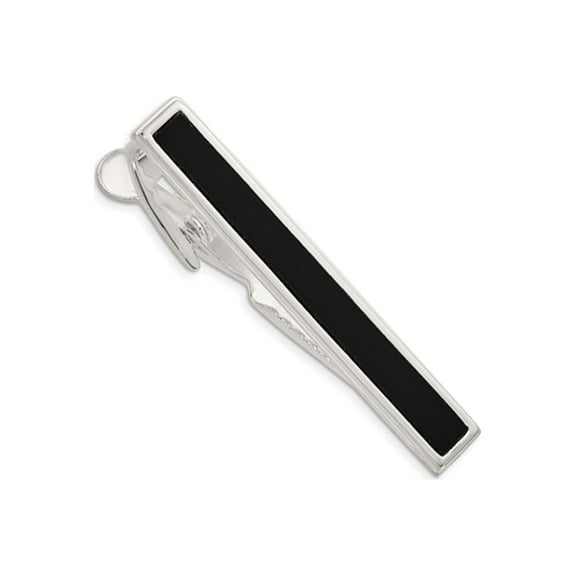 Gem & Harmony Mens Tie Bar in Stainless Steel with Black Onyx for Men