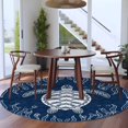 thumbnail image 4 of Summer Marine Life Round Living Room Rugs 8 ft, Ocean Cute Sea Turtle Graffiti Seaweed Coastal Washable Large Area Rug with Non-Slip Sturdy Edge Binding Round Carpet for Dining Room Kitchen Office, 4 of 9