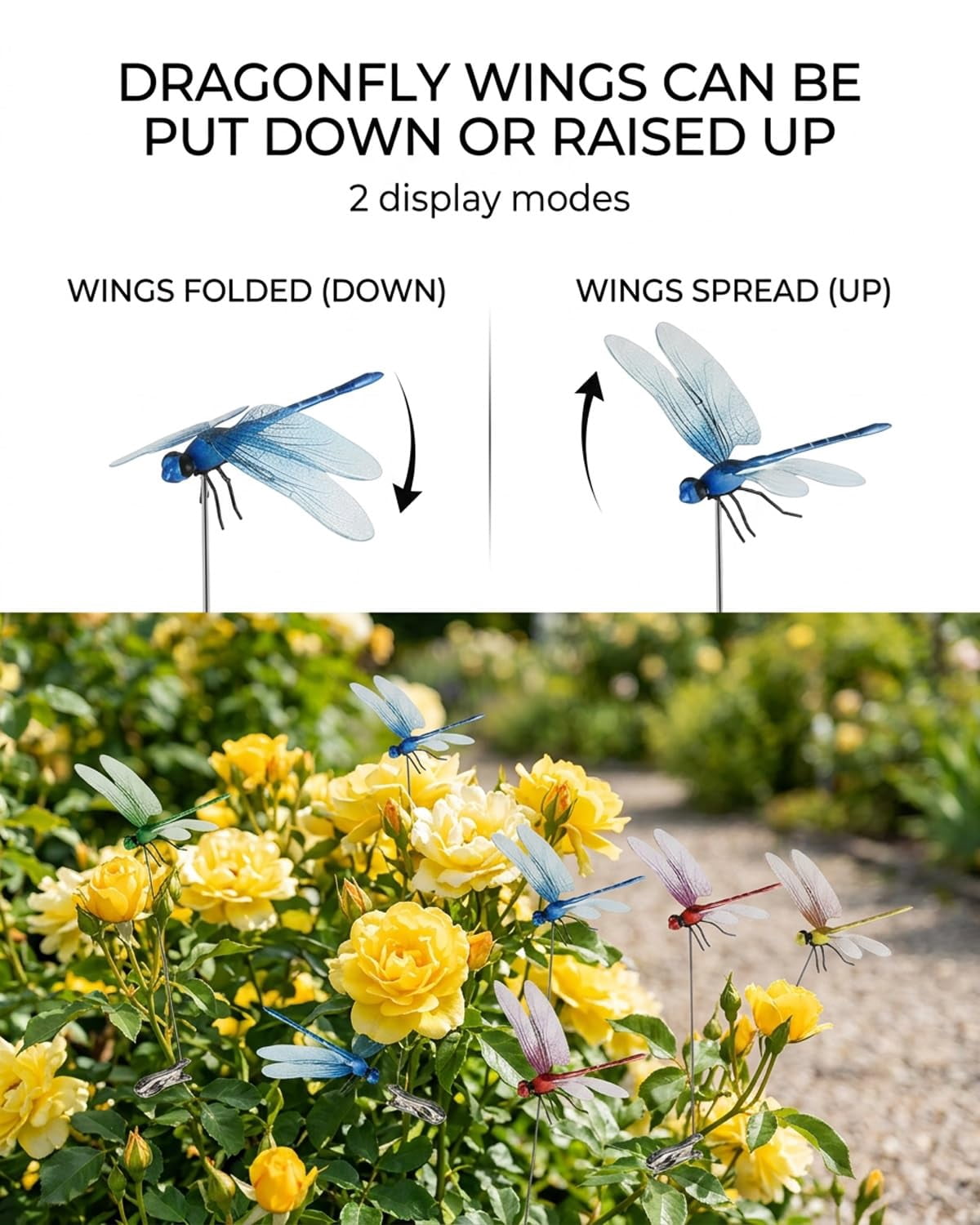 Dragon Fly Clips for Bugs Repellent, Fake Dragonflies Outdoor Decor, Dragonfly Wasp Deterrent Clip on Garden Ornaments Hat Yard Art Metal Moving Butterfly
