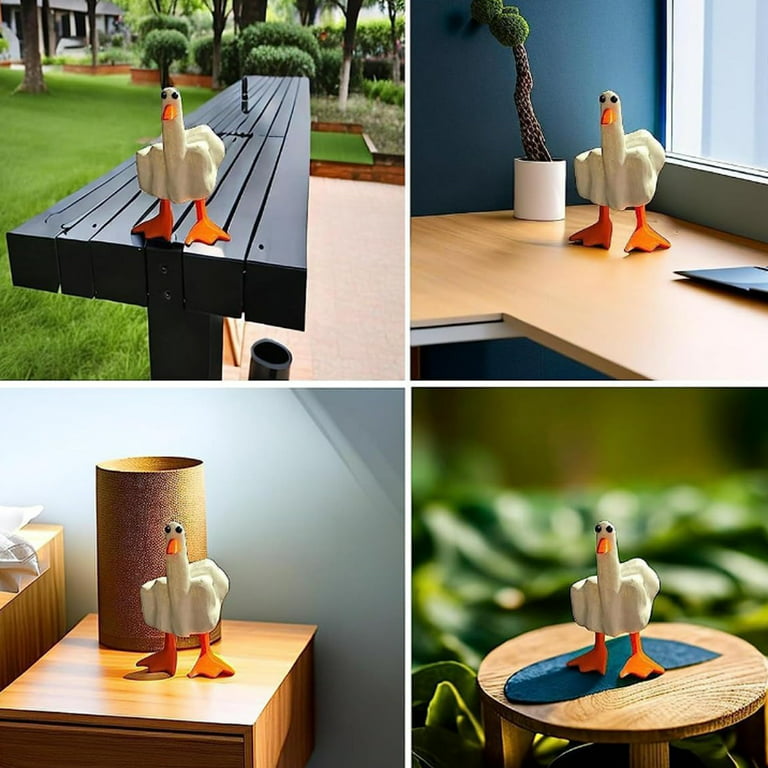 Middle Finger Duck Decorative Figurine Funny Mini Duck Decor Resin Cra -  planty fun