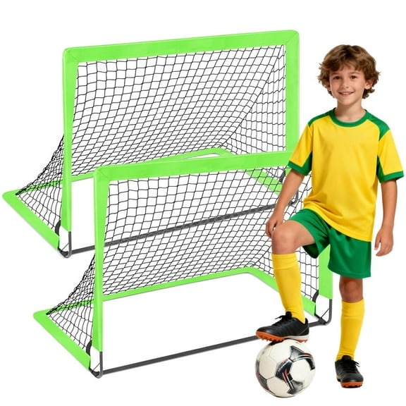 Kids Soccer Goals 2-Pack 3×4 ft Foldable Pop-Up Soccer Nets for Backyard, Quick-Setup Junior Outdoor Game Gift