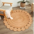 thumbnail image 5 of Boho Farmhouse Jute Circle Rug, Reversible Rustic Coastal Area Mat Natural Beige Scalloped, 7 FT, 5 of 5