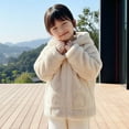 thumbnail image 6 of IVEYRTF Kids Girls Heavyweight Hooded Coat Heart Print Fleece-Lined Warm Fall Winter Casual Everyday Outerwear Tops for Children 2-8 Years(Beige,2 Years), 6 of 9