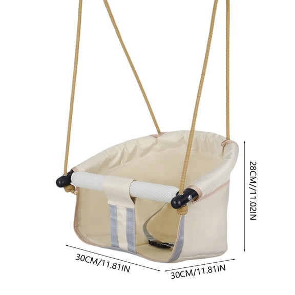 Rkxzt Canvas Swing Canvas Hanging Swing Seat for Kids Indoor Outdoor Use with Safety Buckles and Storage Bag 30x30x28cm Home Decoration|Canvas,Beige