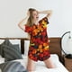 thumbnail image 5 of Balery Marigold Flowers In Different Colors Conjunto de Pijama para Mujer con Estampado, Dos Piezas de Manga Corta y Shorts, Ropa de Dormir Suave con Cuello Redondo y Bolsillos-Small, 5 of 6