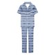 thumbnail image 5 of Pijama de manga corta con estampado de rayas para mujer, pantalón largo y fino, con solapa, de poliéster, para mujer, 5 of 5
