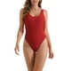 thumbnail image 1 of INSPIRAR CHIC Traje de baño de una pieza con escote redondo para mujer, tirantes anchos, espalda baja y efecto adelgazante, color rojo grande, 1 of 5