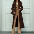 thumbnail image 6 of jtjvou Long Winter Coats for Women Faux Suede Leather Shearing Jacket Fuzzy Lined Trench Coat Business Casual Overcoat Brown XL, 6 of 8