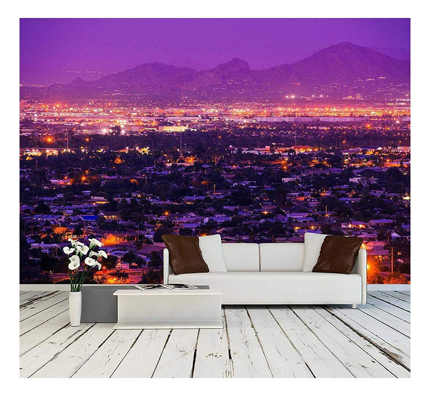 Wall26 Phoenix Arizona Suburbs at Night. Phoenix, United States. City Panorama. - Removable Wall Mural | Self-Adhesive Large Wallpaper - 100x144 inches Wall26 Phoenix Arizona Suburbs at Night. Phoenix, United States. City Panorama. - Removable Wall Mural | Self-Adhesive Large Wallpaper - 100x144 inches