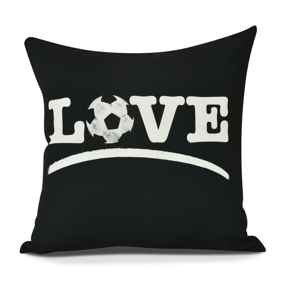 Simply Daisy's, Love Soccer, Black 16 Inch Word Print Pillow