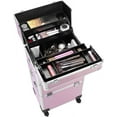 thumbnail image 6 of 3-in-1 Draw-bar Style Interchangeable Aluminum Rolling Makeup Case Pink (14.17 x 9.45 x 27.95, 6 of 18
