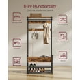 thumbnail image 4 of VASAGLE Hall Tree with Bench and Shoe Storage, Entryway Coat Rack with Shoe Bench, 2 Fabric Drawers, 10 Hooks, 11.8 x 31.7 x 71.5 Inches, Vintage Brown and Ink Black, 4 of 5