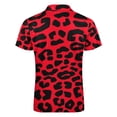 thumbnail image 5 of Red And Black Leopard Print Men Zipper T-shirt Summer Casual Short Sleeve T-shirt Top, 5 of 7