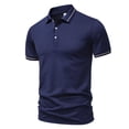 thumbnail image 4 of YODETEY Men's & Big Men's Everyday Pique Polos, Moisture Casual Collared Shirt,Navy,Size S-3XL, 4 of 8