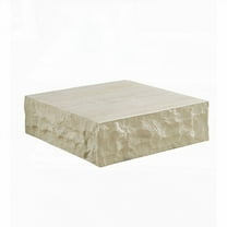 Fiberglass Square Center Coffee Table for Living Room 35.43'' with Imitation Stone Design, Modern & No Assembly Needed