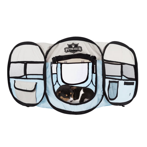 PETMAKER 33x15 Pop-Up Pet Playpen for Small Animals up to 25lbs, Blue