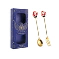 thumbnail image 2 of Kits de Cubiertos de Navidad Juego de Cubiertos de Vajilla, Utensilios de Cucharas de Té, Juego de Tenedores de Cucharas Navideñas de Acero Inoxidable anciano azul perfecl postre cucharas tenedores, 2 of 8