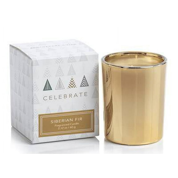 SIBERIAN FIR Gold Glass Zodax Celebrate 2 oz Votive Candle