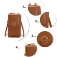 thumbnail image 3 of Bolsos cruzados pequeños para mujer, bolsos de cuero para teléfono móvil, cartera con cremallera, marrón, 3 of 6