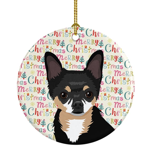 Chihuahua Tricolor #2 Christmas Ceramic Ornament 2.8 in x 2.8 in