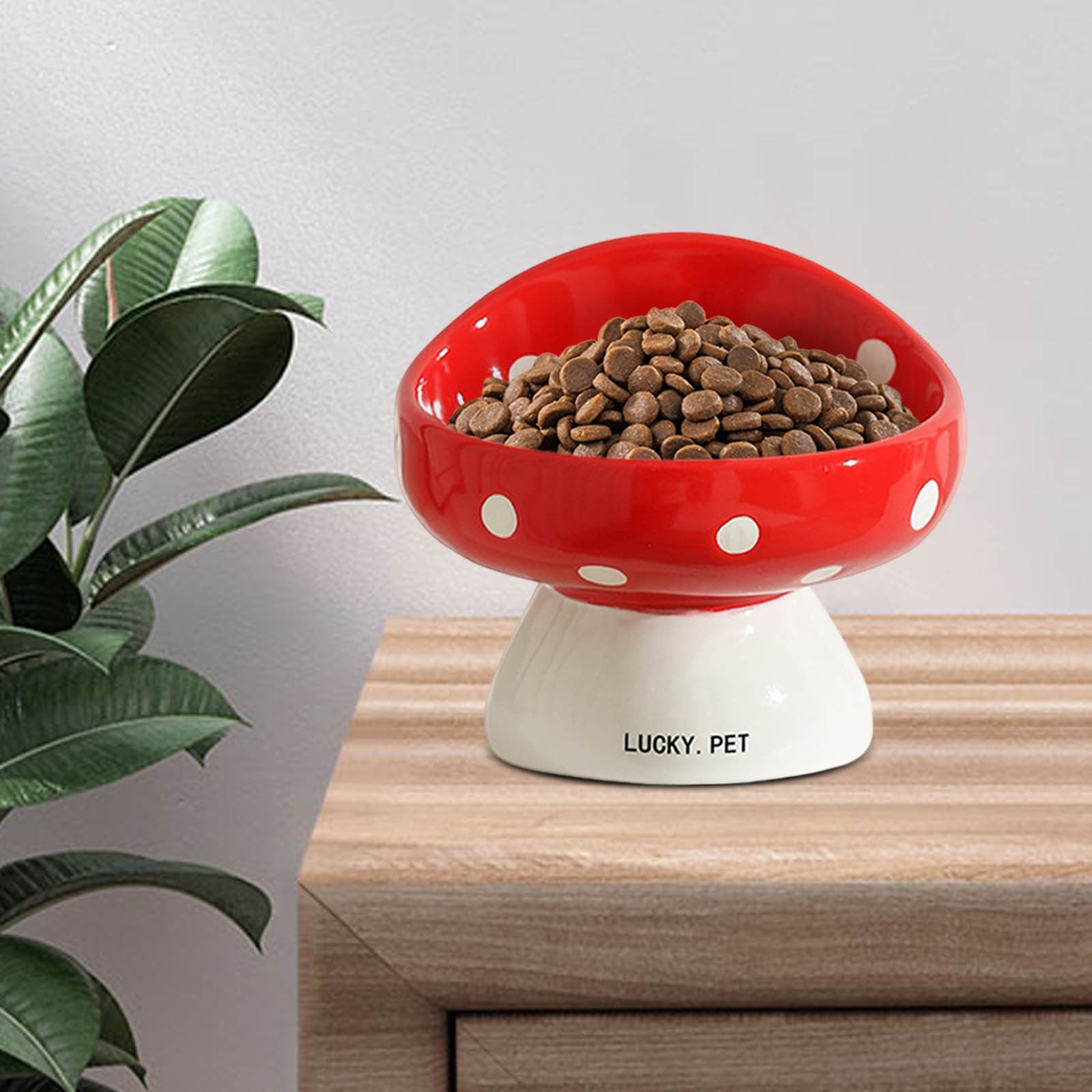 Elevated Cat Bowl - Whisker Fatigue Ceramic Dish for Cats Cute Design for Food and Water Feeding Solution for Indoor